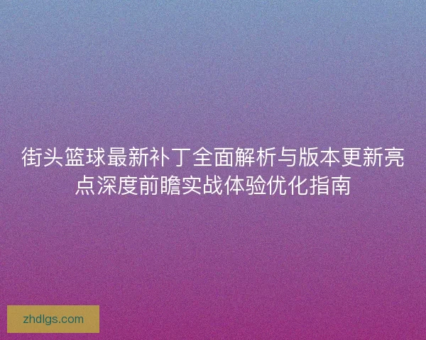 街头篮球最新补丁全面解析与版本更新亮点深度前瞻实战体验优化指南